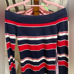 Tommy Hilfiger Off-Shoulder Sweater - Navy, Red, and White
